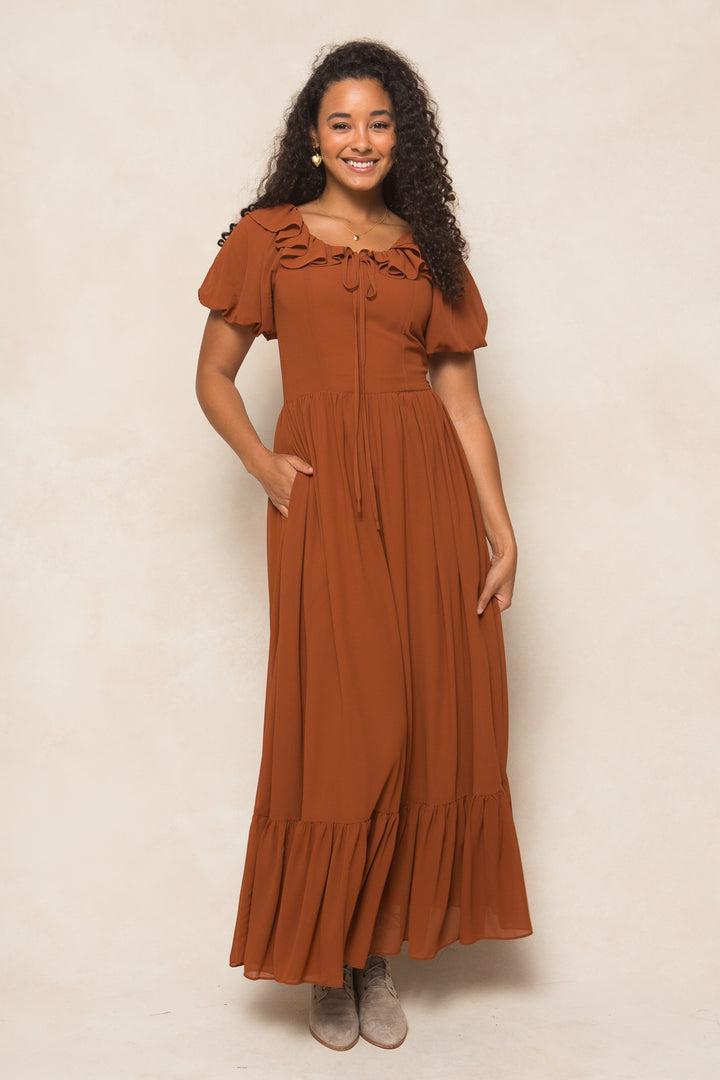 Billie Dress in Amber Chiffon - FINAL SALE