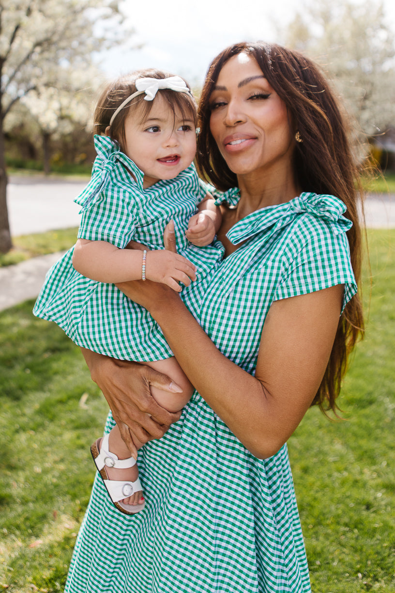 Baby Blakely Dress Set in Green Gingham - FINAL SALE