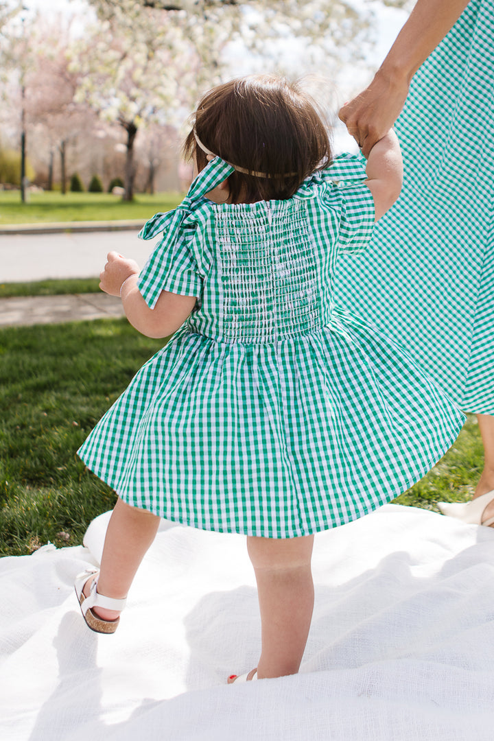 Baby Blakely Dress Set in Green Gingham - FINAL SALE