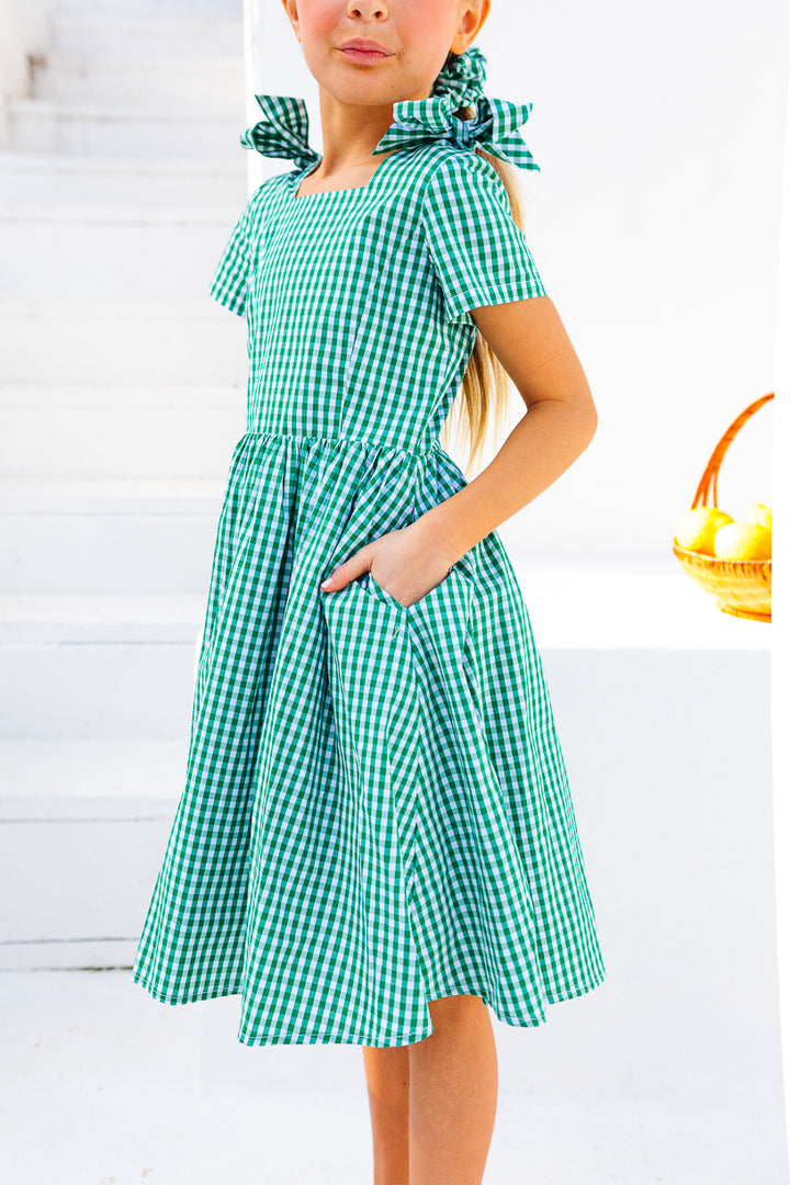 Mini Blakely Dress in Green Gingham - FINAL SALE