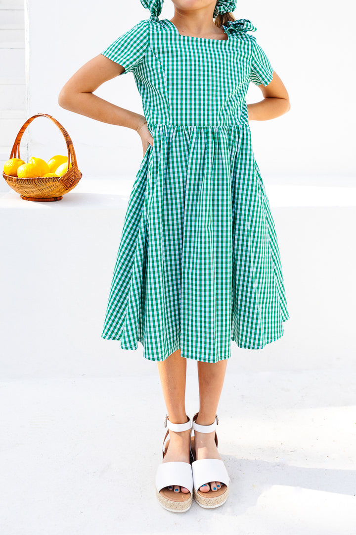 Mini Blakely Dress in Green Gingham - FINAL SALE