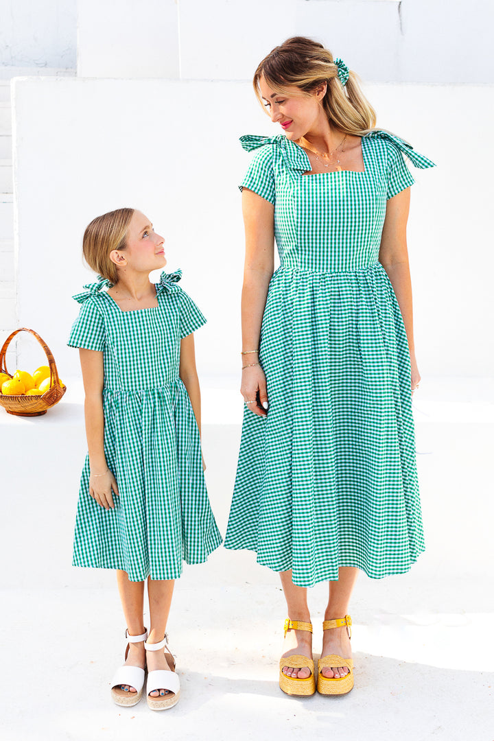 Mini Blakely Dress in Green Gingham - FINAL SALE