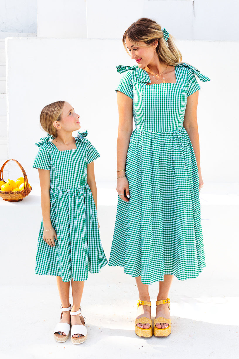 Blakely Dress in Green Gingham - FINAL SALE