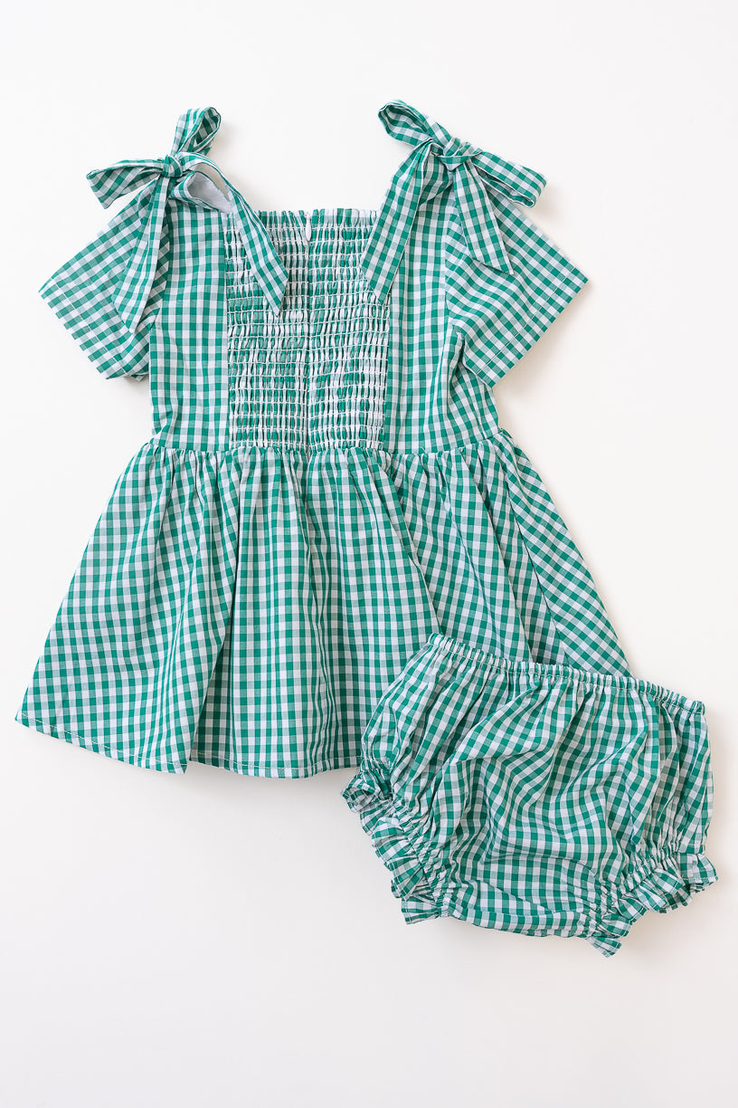 Baby Blakely Dress Set in Green Gingham - FINAL SALE