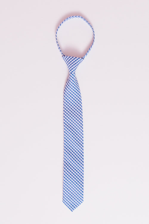 Boys Max Tie in Indie Blue Gingham - FINAL SALE