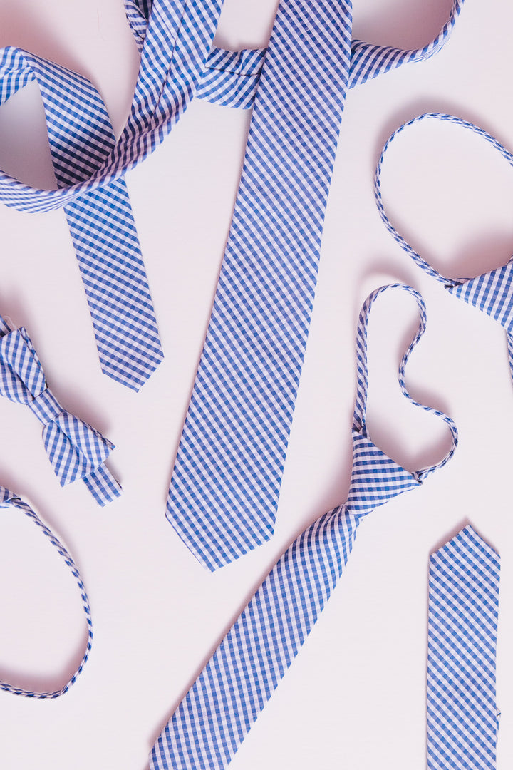 Mens Max Tie in Indie Blue Gingham - FINAL SALE