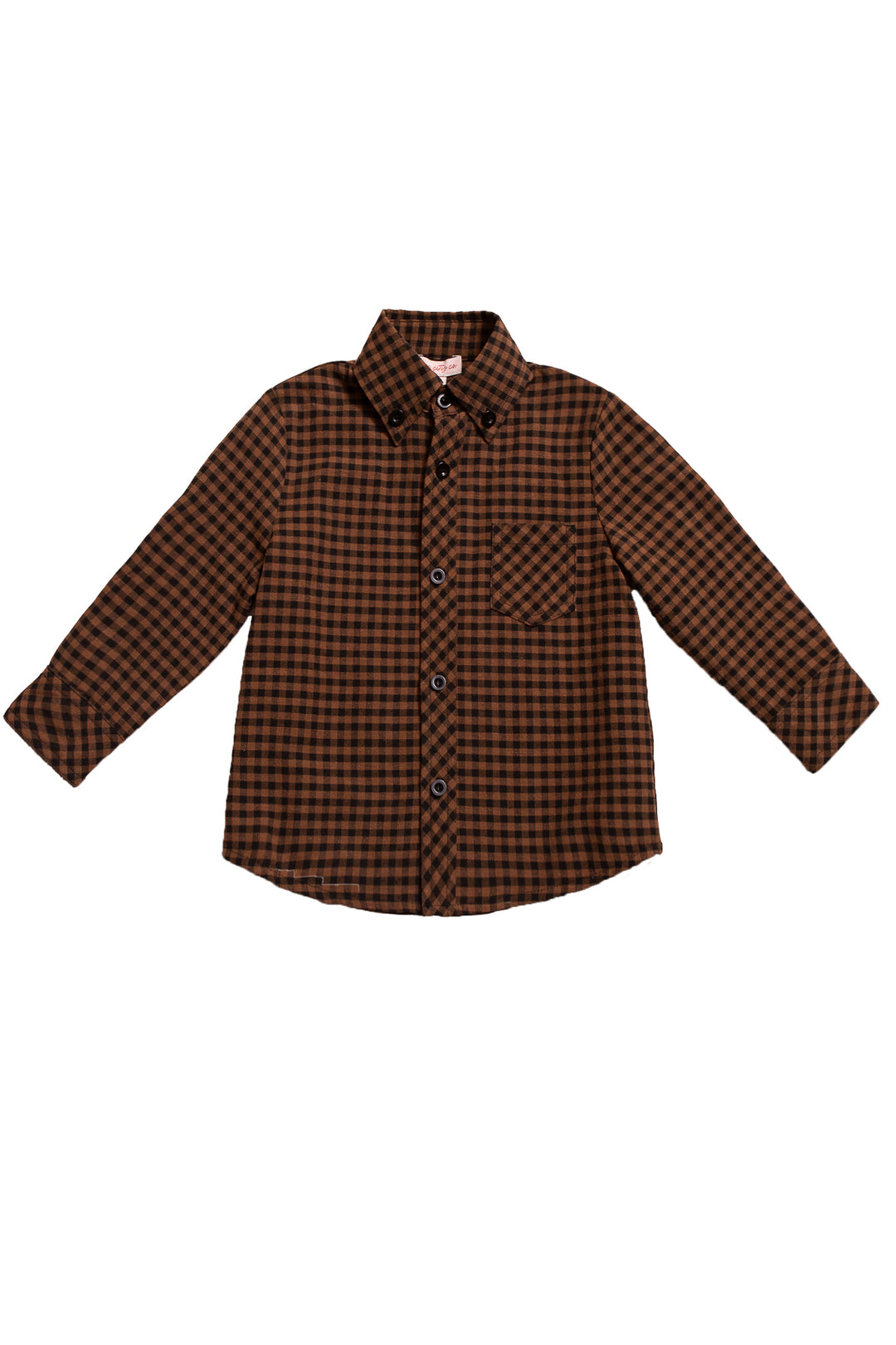 Boys John Shirt in Maple Brown Gingham - FINAL SALE