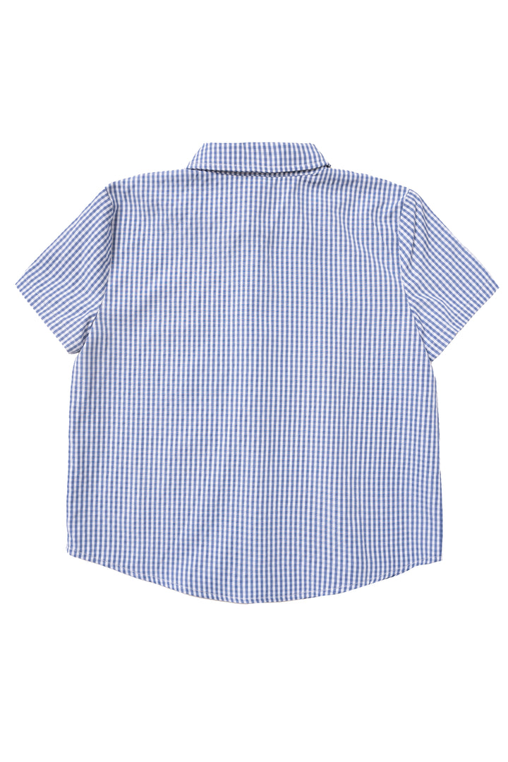 Boys James Shirt in Blue Gingham - FINAL SALE