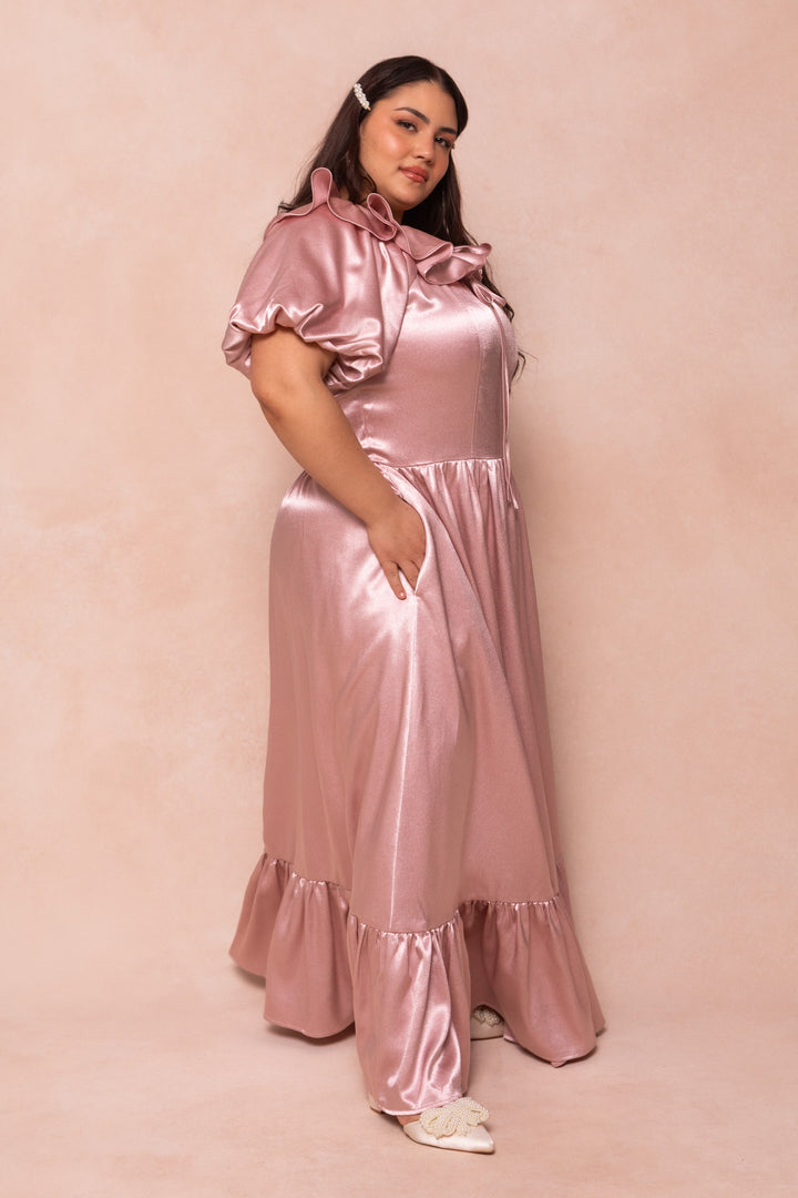 Billie Dress in Blush Satin