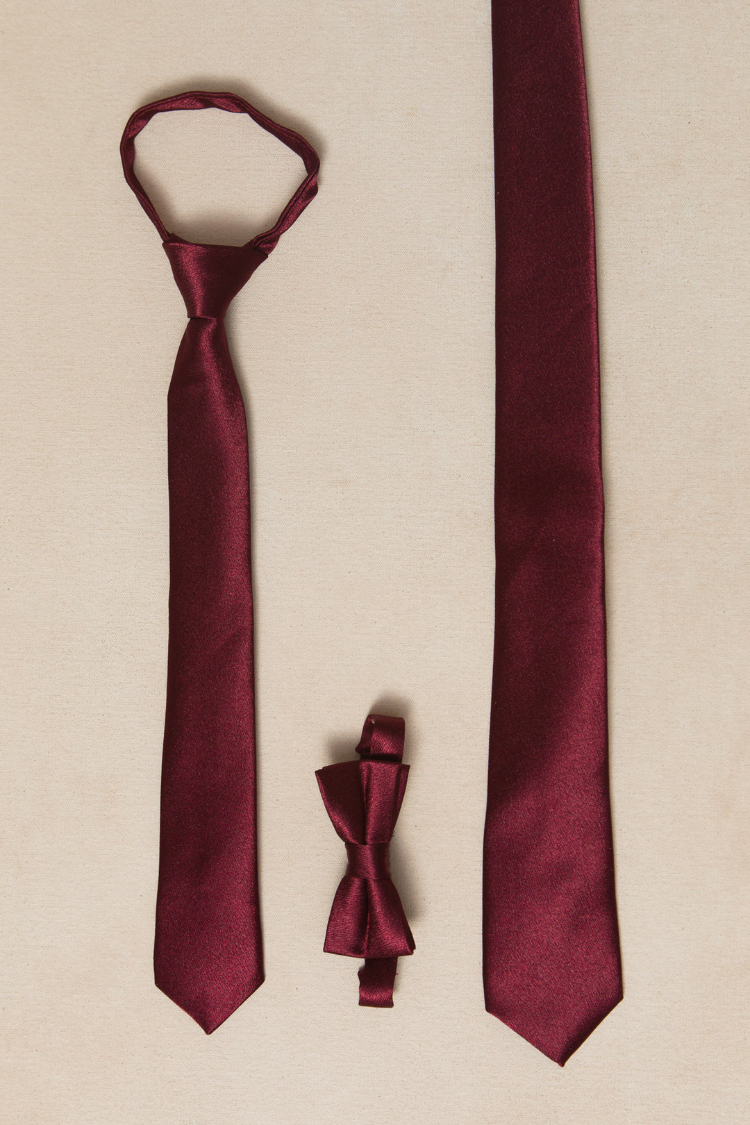 Baby Boys Henry Bow Tie in Wine Satin