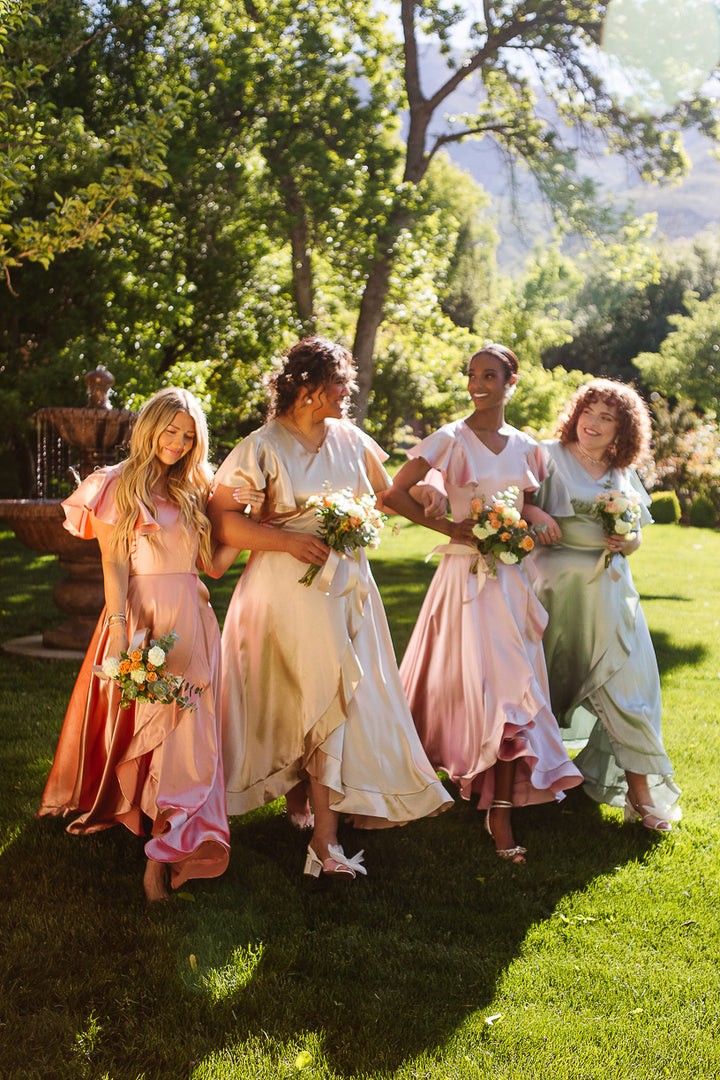 Callie Dress in Blush Satin