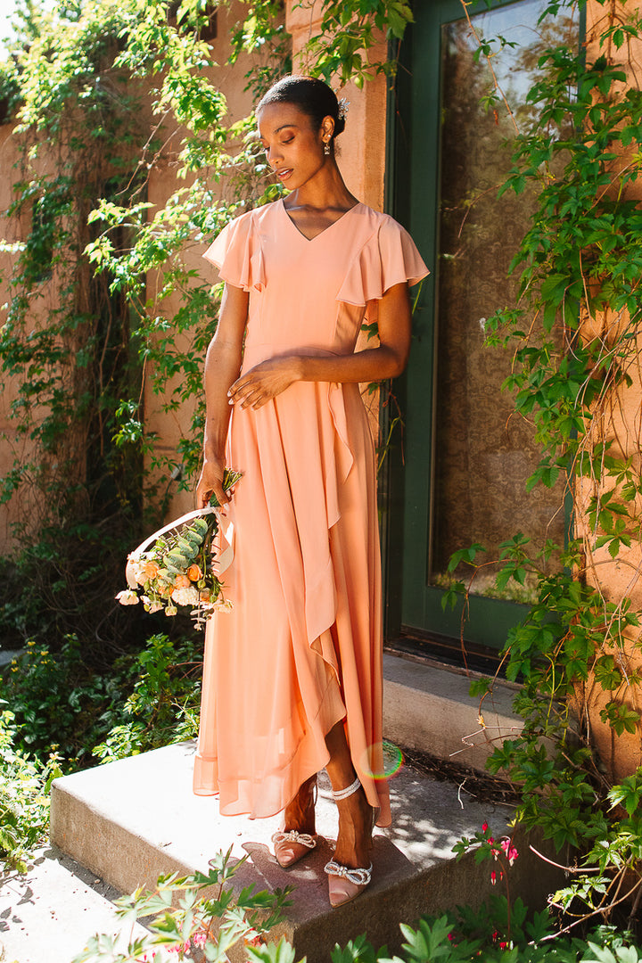 Callie Dress in Apricot Crush Chiffon