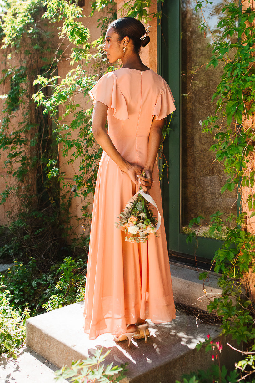 Callie Dress in Apricot Crush Chiffon