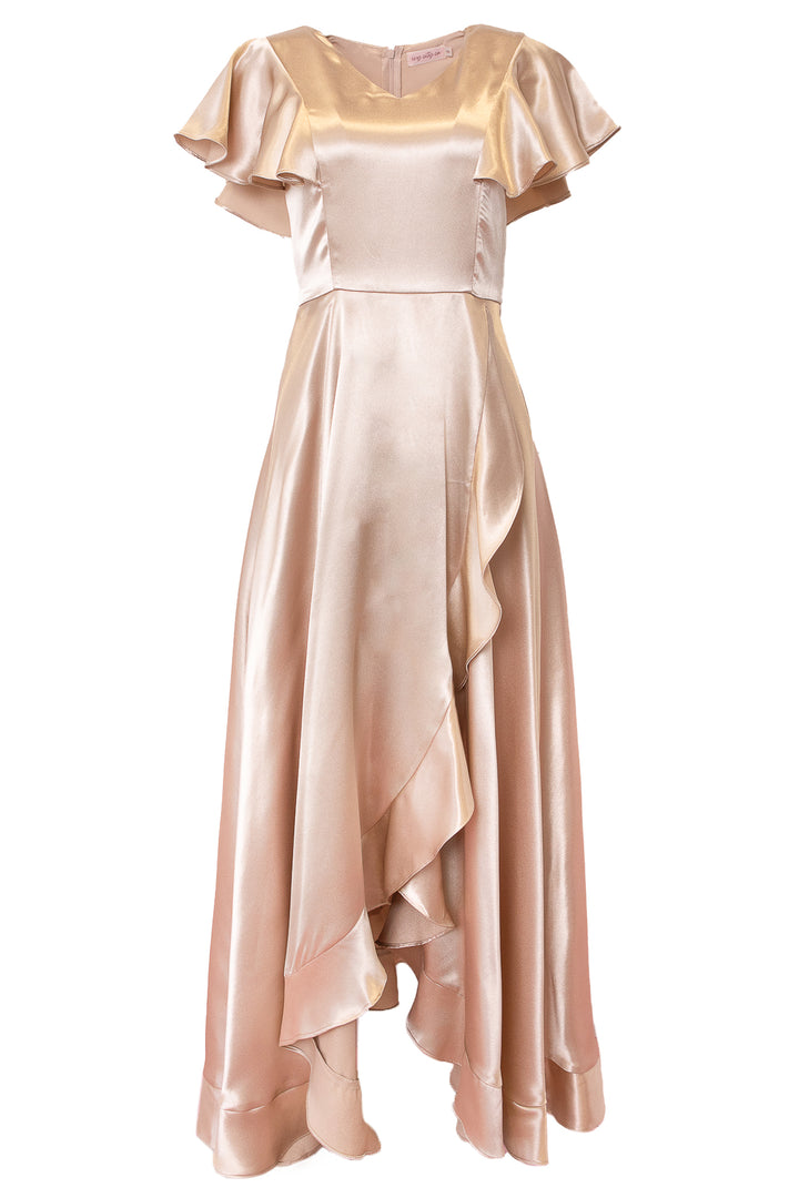 Callie Dress in Champagne Satin