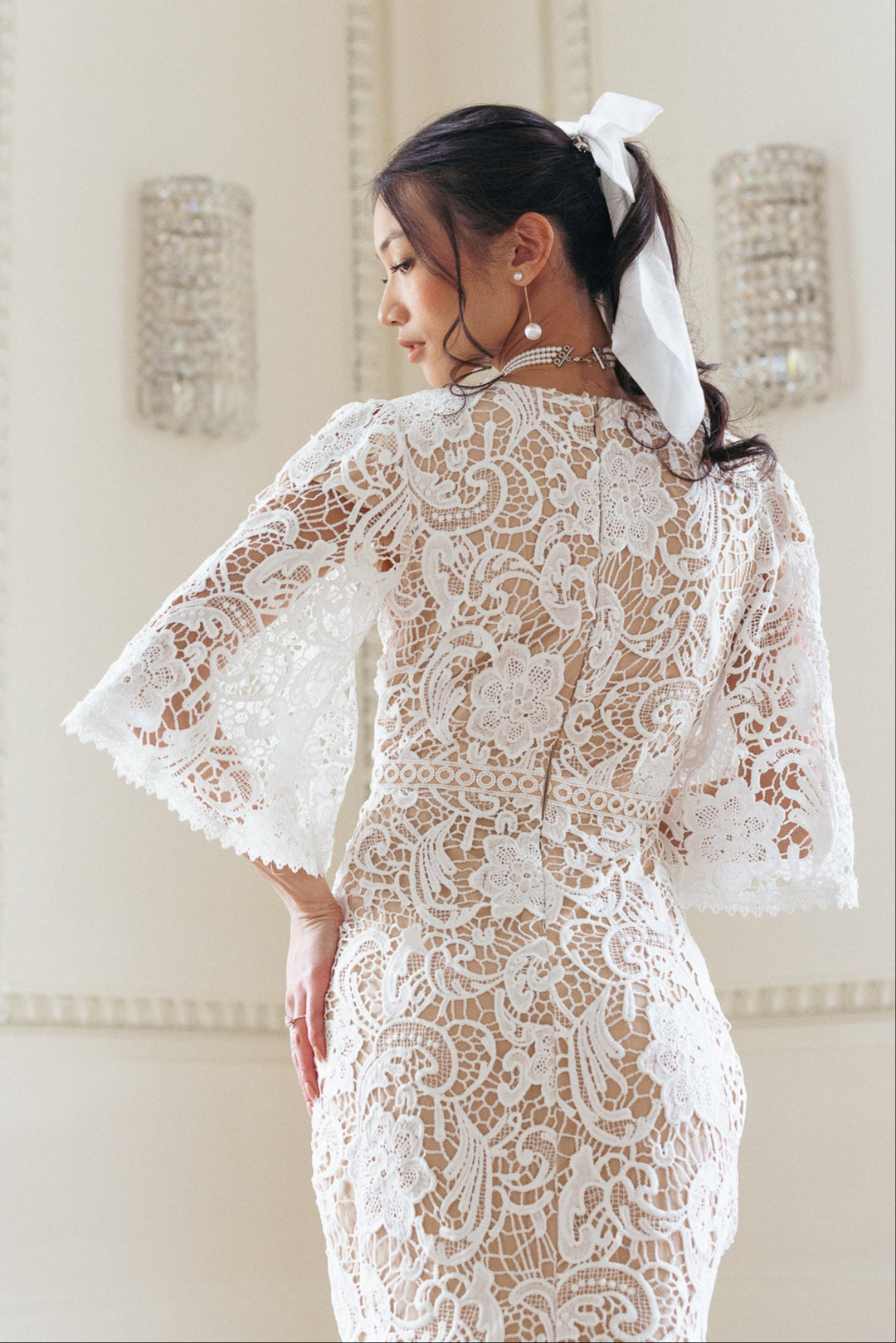 Cecilia Dress in White Lace