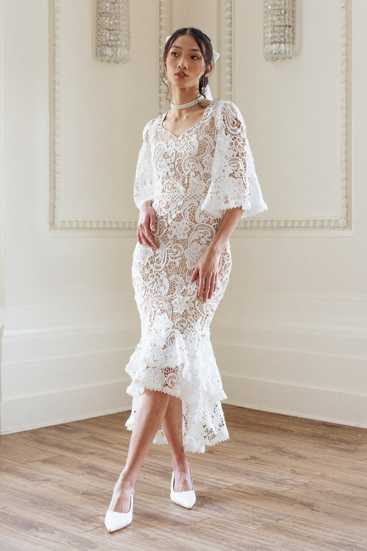 Cecilia Dress in White Lace