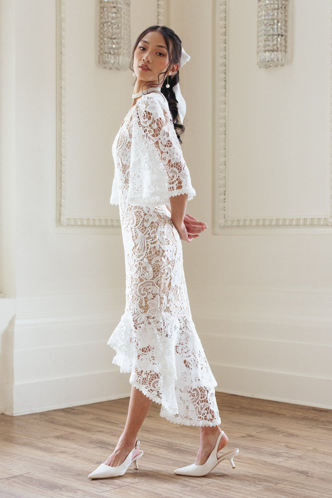 Cecilia Dress in White Lace