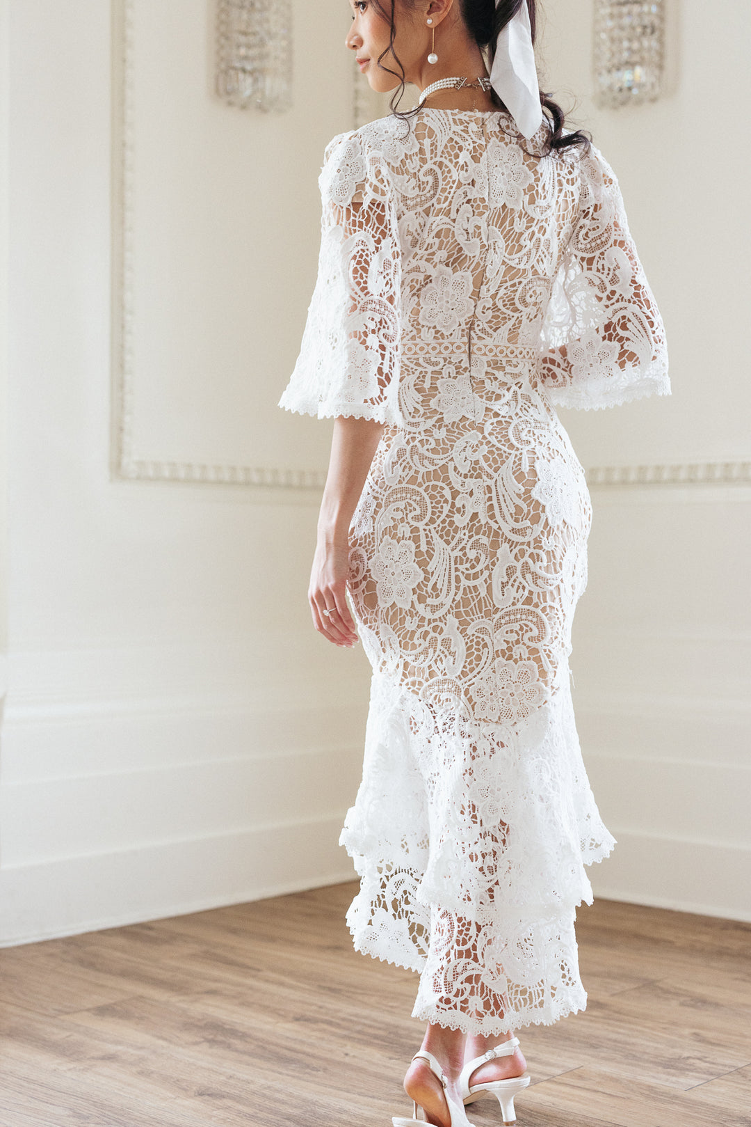 Cecilia Dress in White Lace