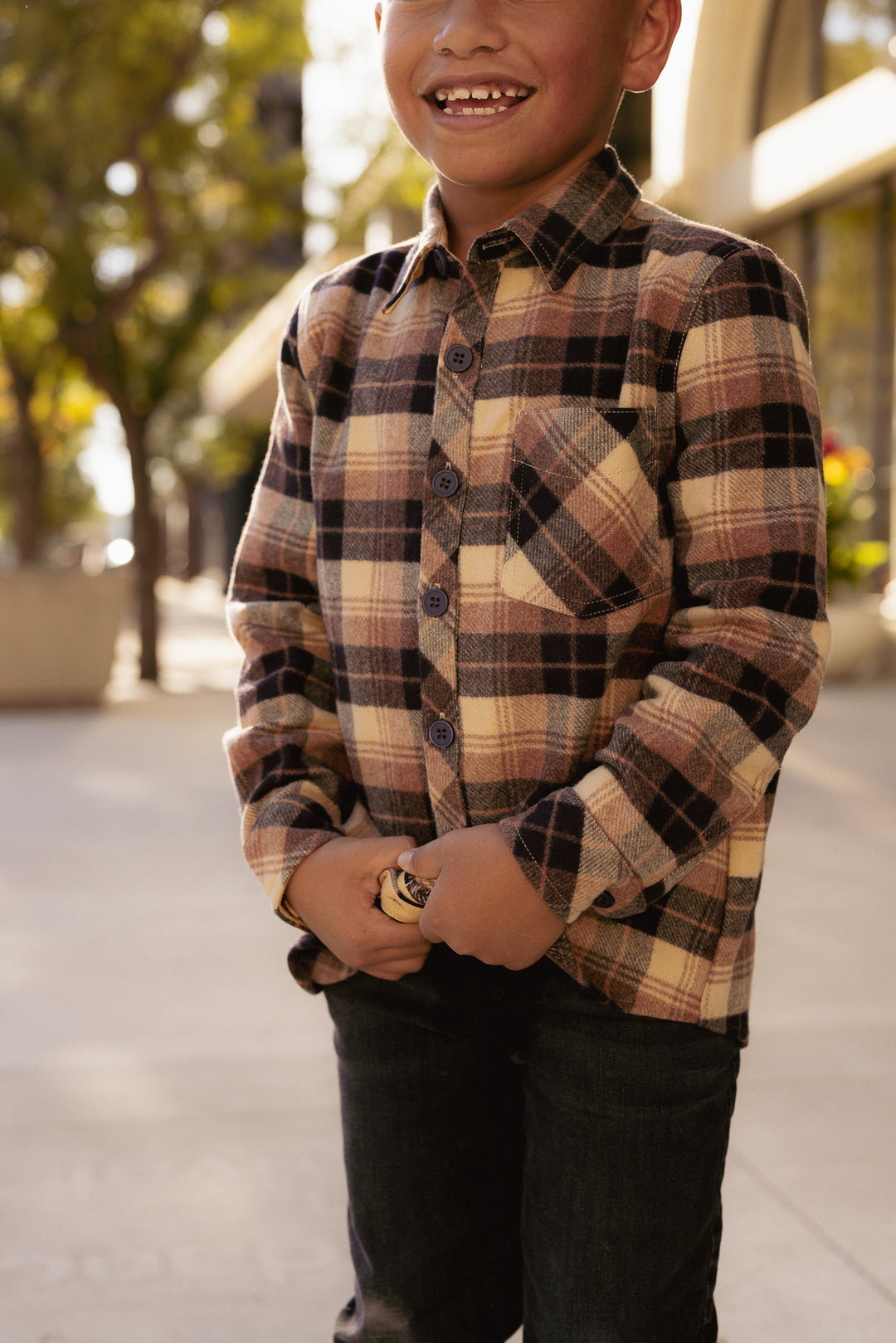 Boys John Shirt in Celine Plaid - FINAL SALE