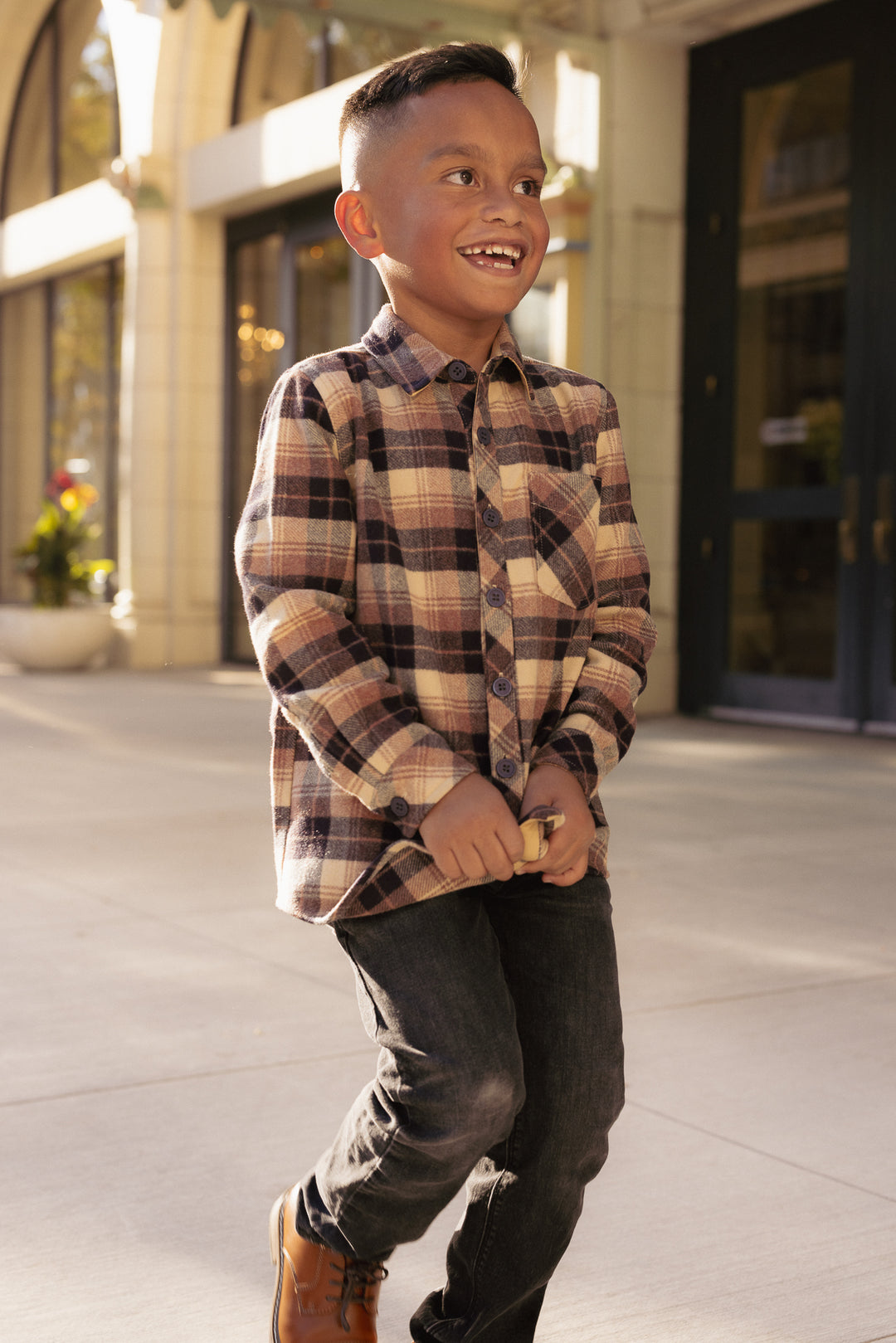 Boys John Shirt in Celine Plaid - FINAL SALE