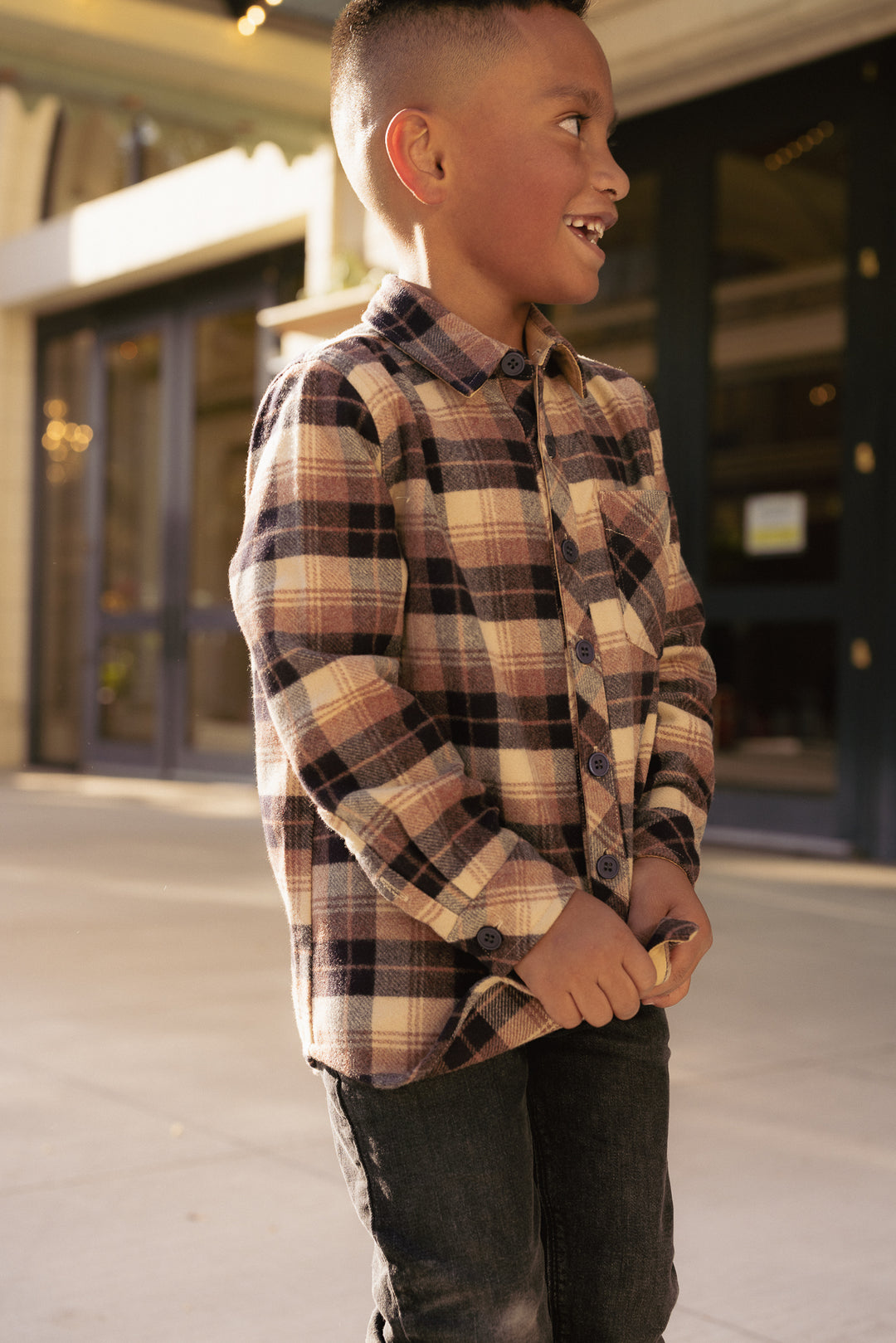 Boys John Shirt in Celine Plaid - FINAL SALE