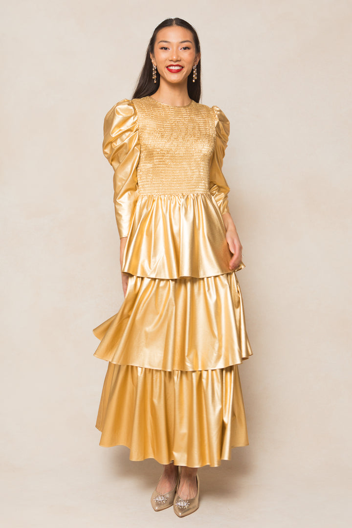 Circe Dress in Metallic Gold - FINAL SALE