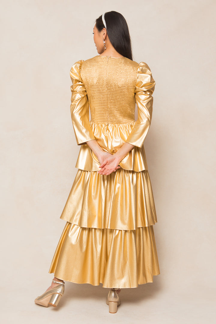 Circe Dress in Metallic Gold - FINAL SALE