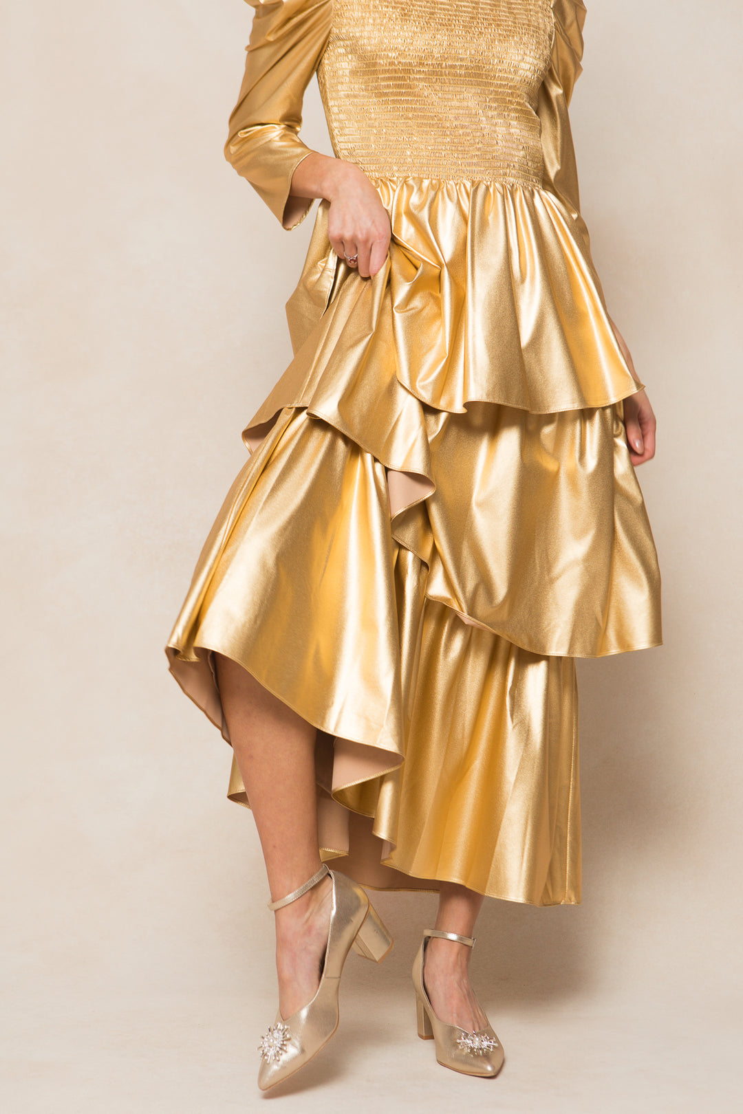 Circe Dress in Metallic Gold - FINAL SALE