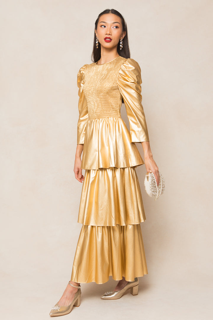 Circe Dress in Metallic Gold - FINAL SALE