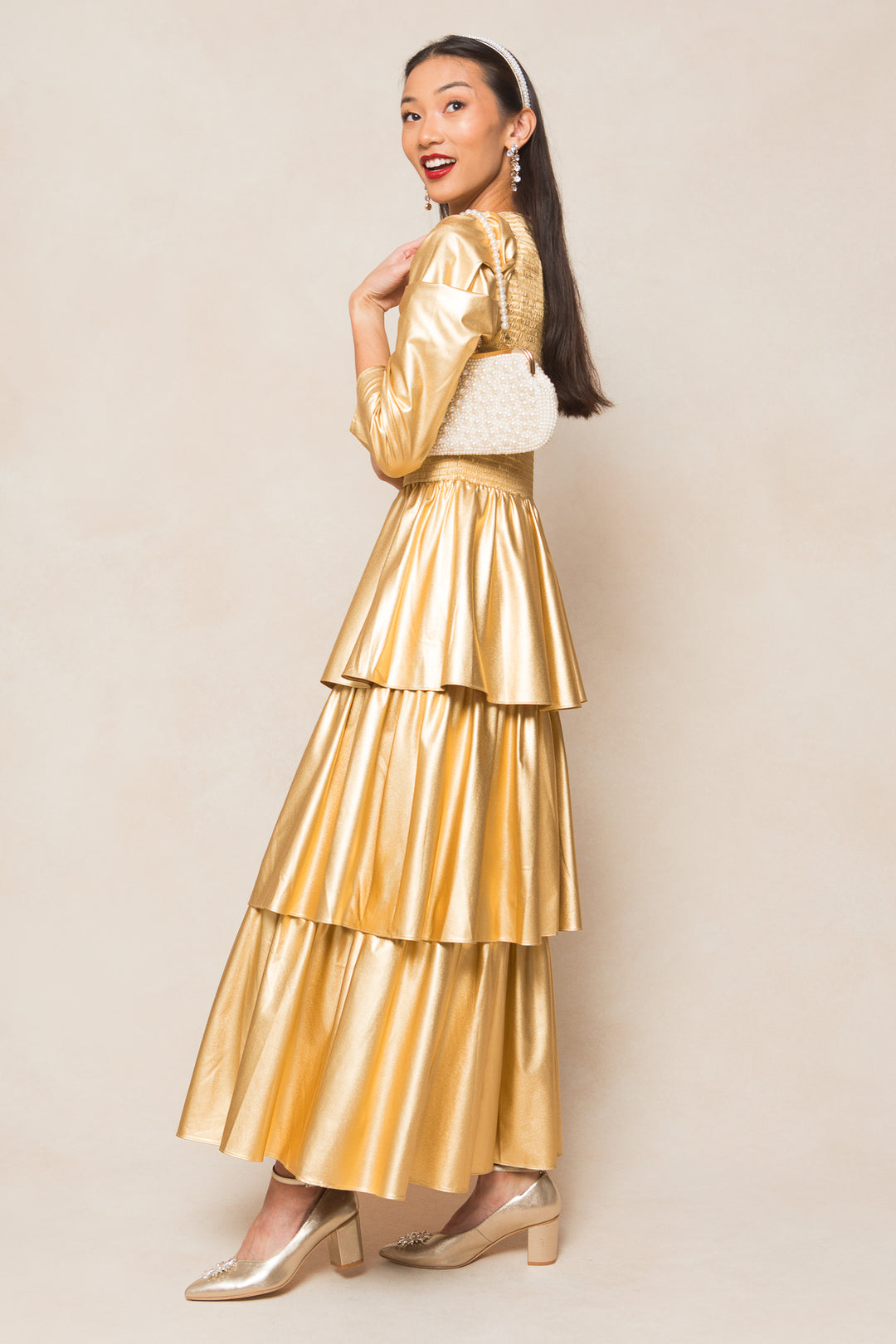 Circe Dress in Metallic Gold - FINAL SALE