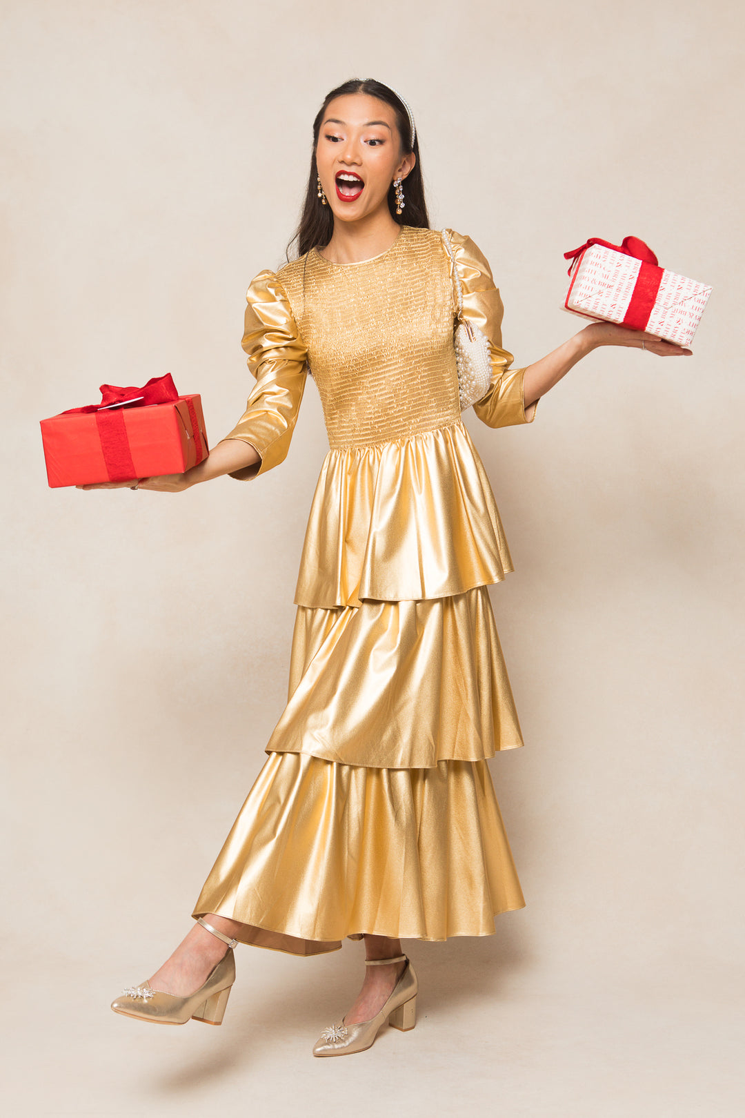 Circe Dress in Metallic Gold - FINAL SALE