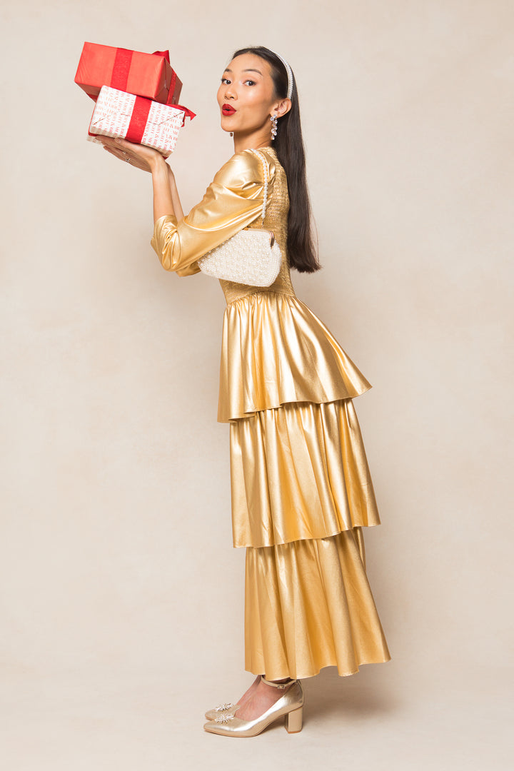 Circe Dress in Metallic Gold - FINAL SALE