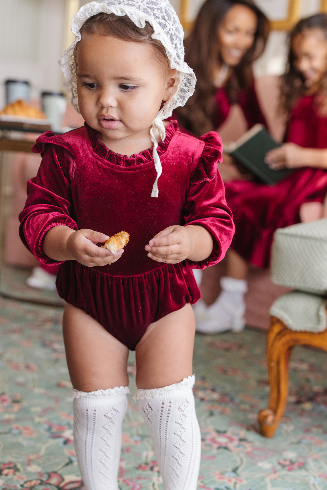 Baby Cleopatra Romper in Wine Velvet