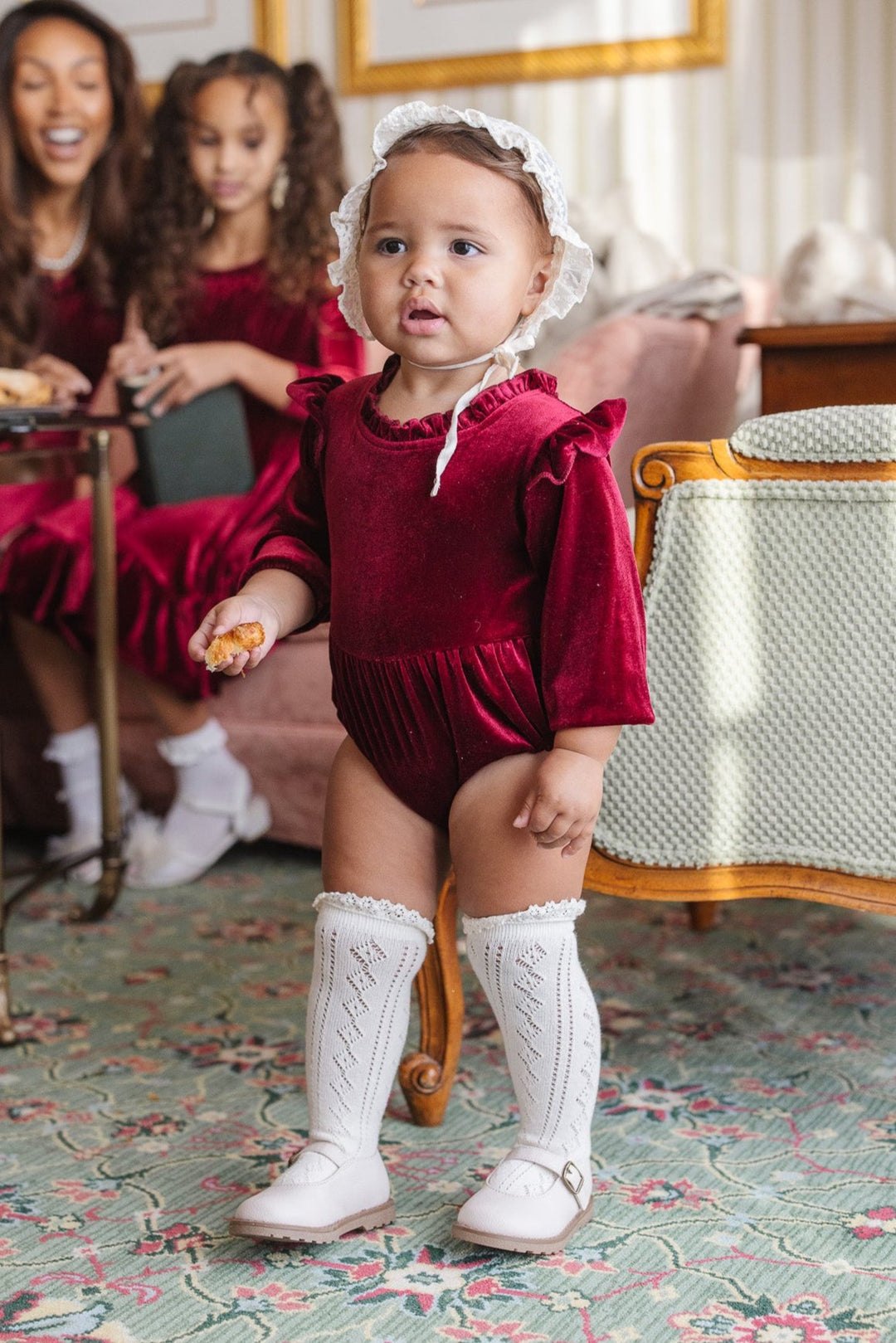 Baby Cleopatra Romper in Wine Velvet