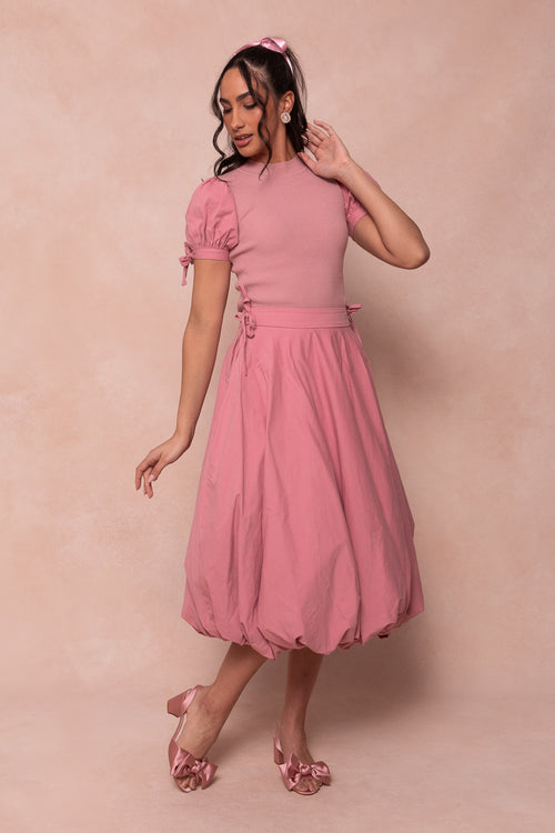 Clo Bubble Midi Skirt in Mauve