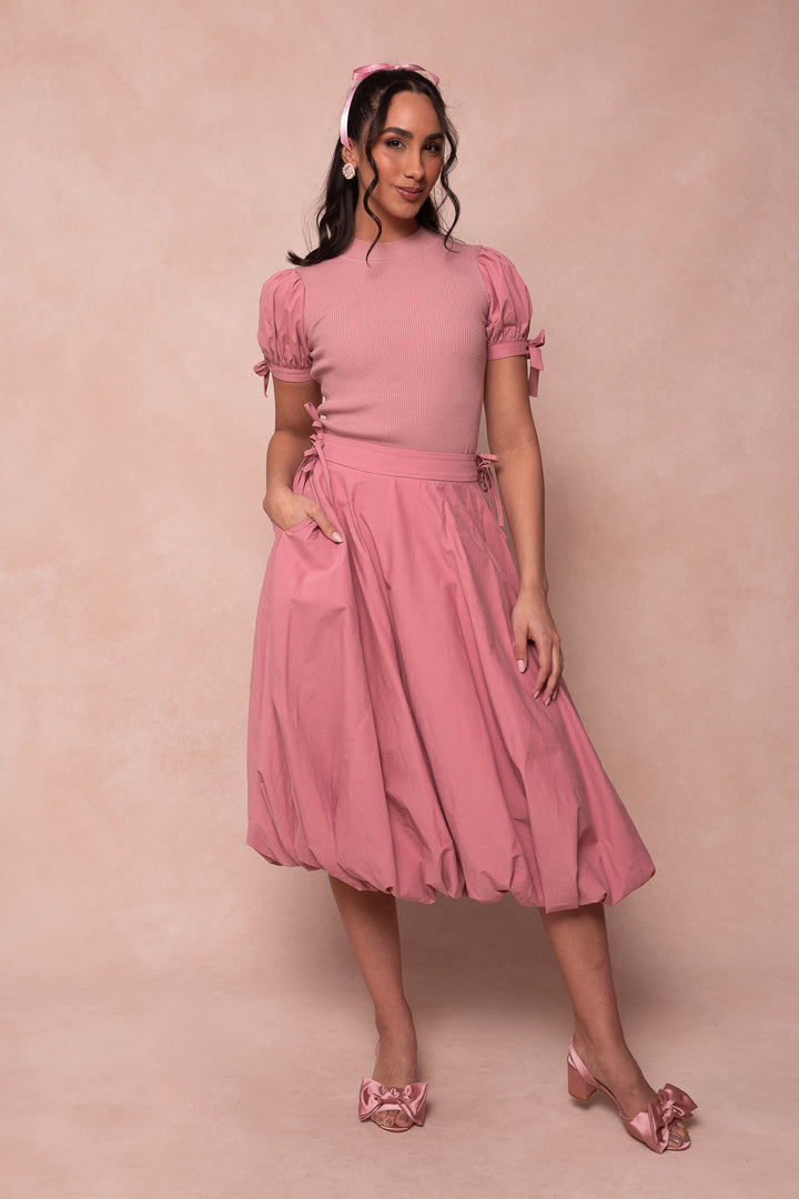 Clo Bubble Midi Skirt in Mauve