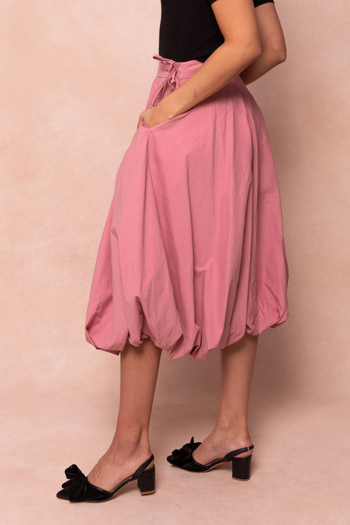 Clo Bubble Midi Skirt in Mauve