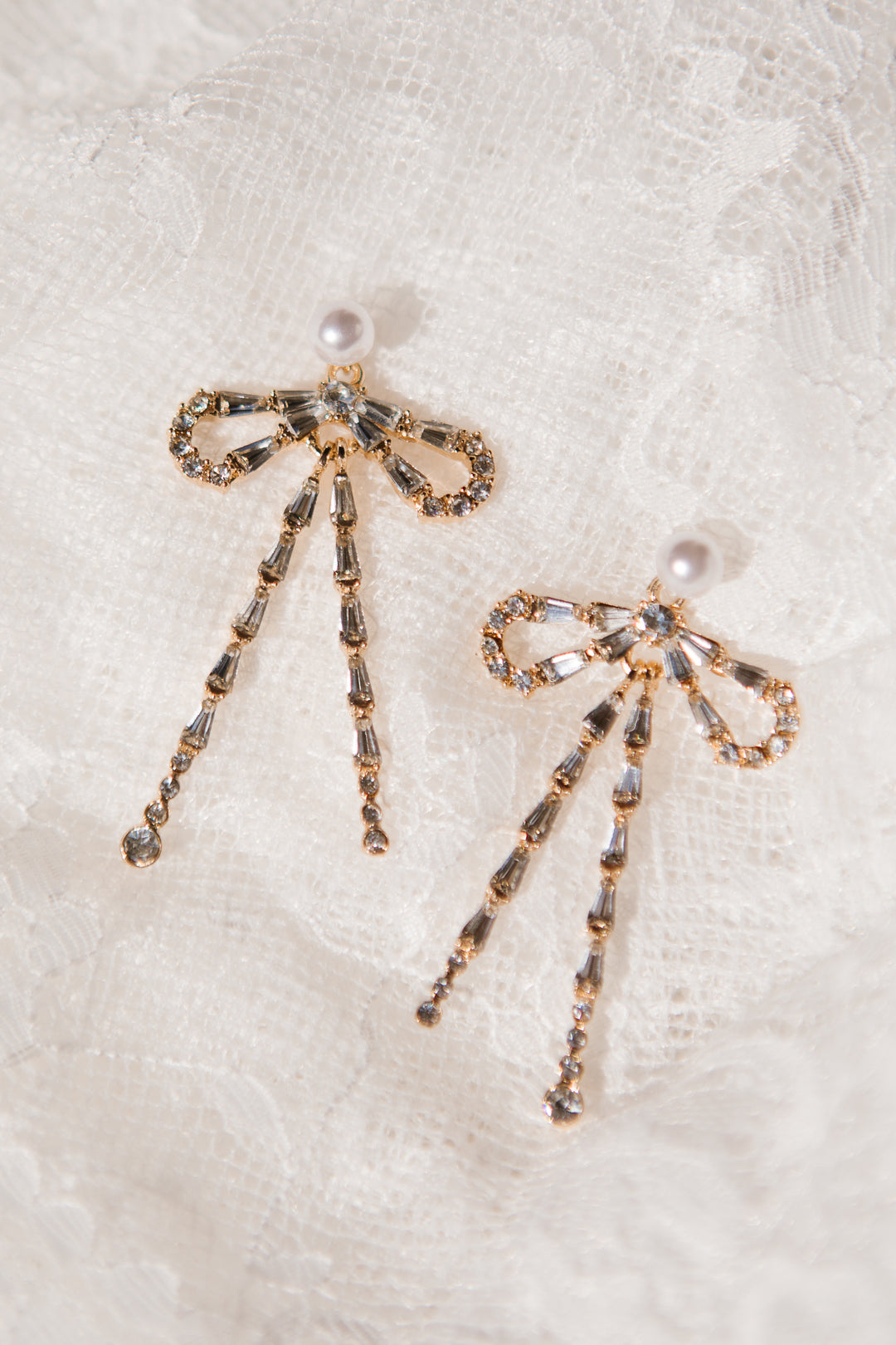 Crystal and Pearl Bow Earrings