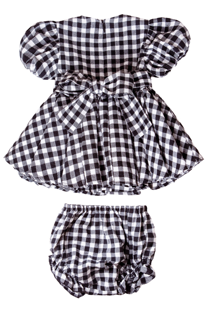 Baby Cupcake Dress Set in Black Gingham - FINAL SALE