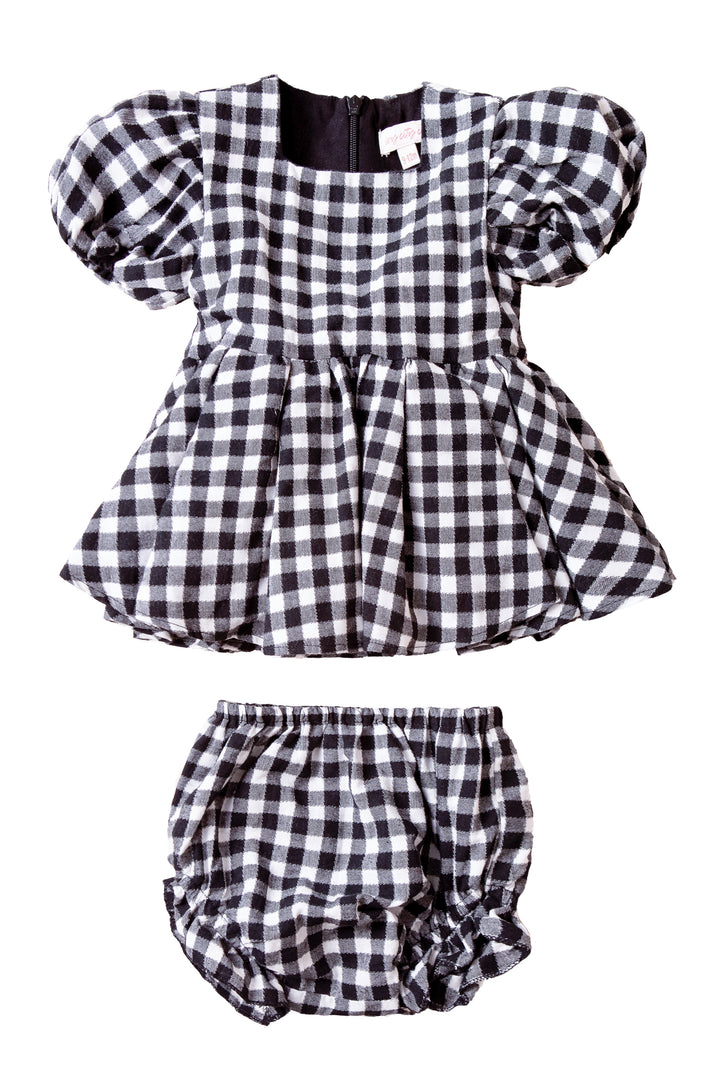 Baby Cupcake Dress Set in Black Gingham - FINAL SALE