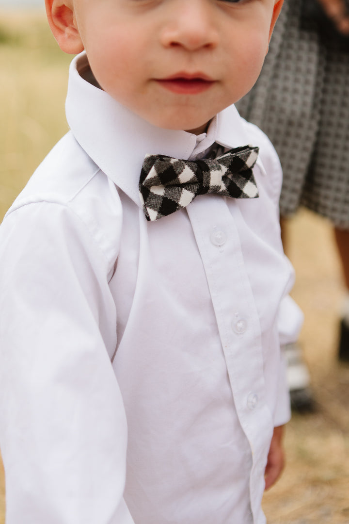 Baby Boys Henry Bow Tie in Cupcake Black Gingham - FINAL SALE