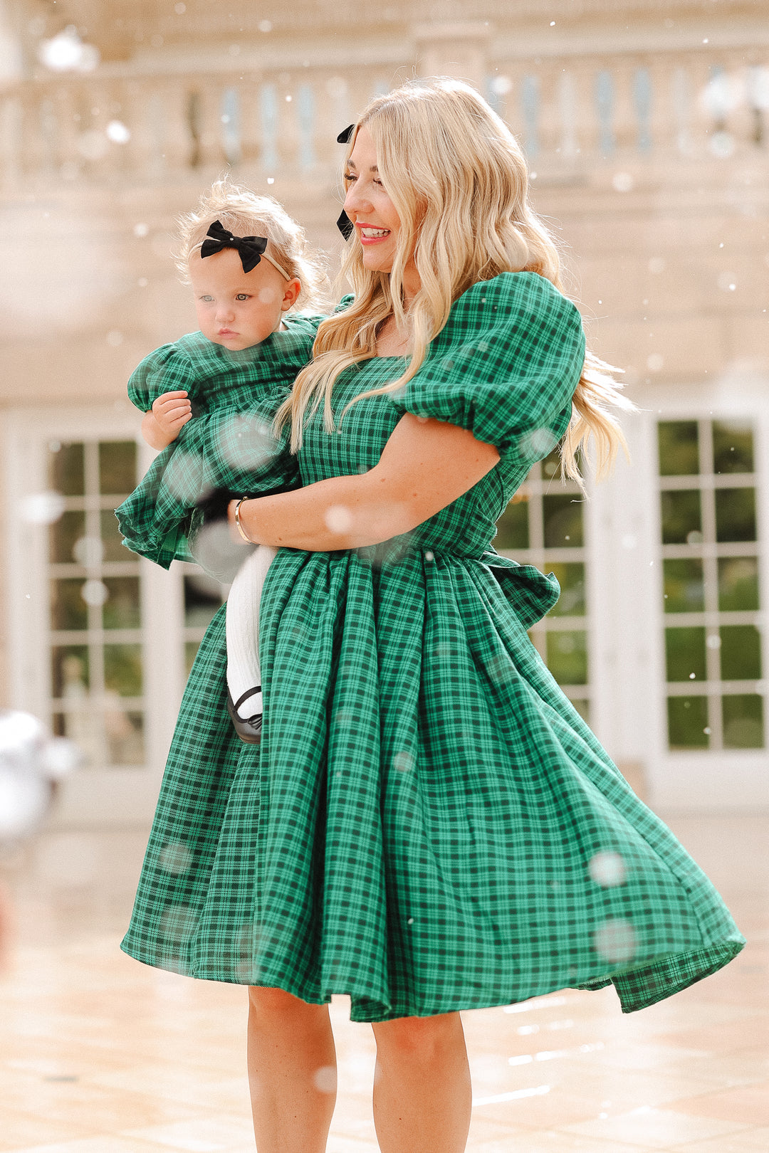 Baby Cupcake Dress Set in Bright Green Plaid - FINAL SALE