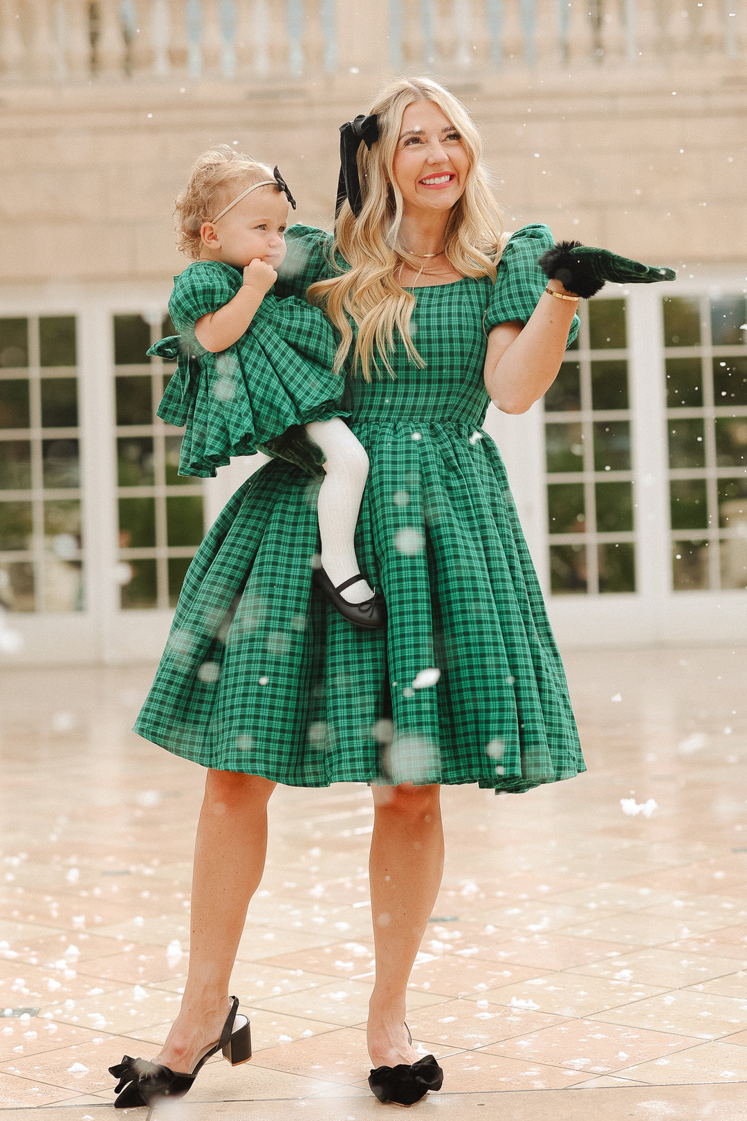 Baby Cupcake Dress Set in Bright Green Plaid - FINAL SALE