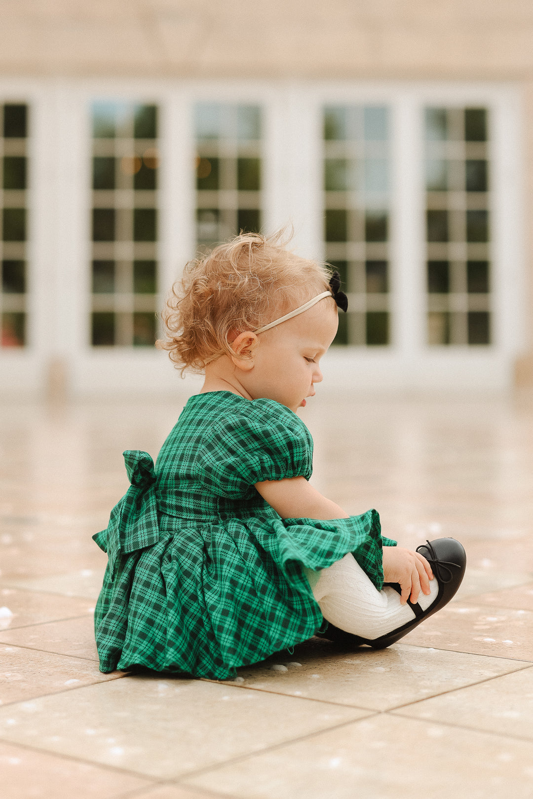 Baby Cupcake Dress Set in Bright Green Plaid - FINAL SALE