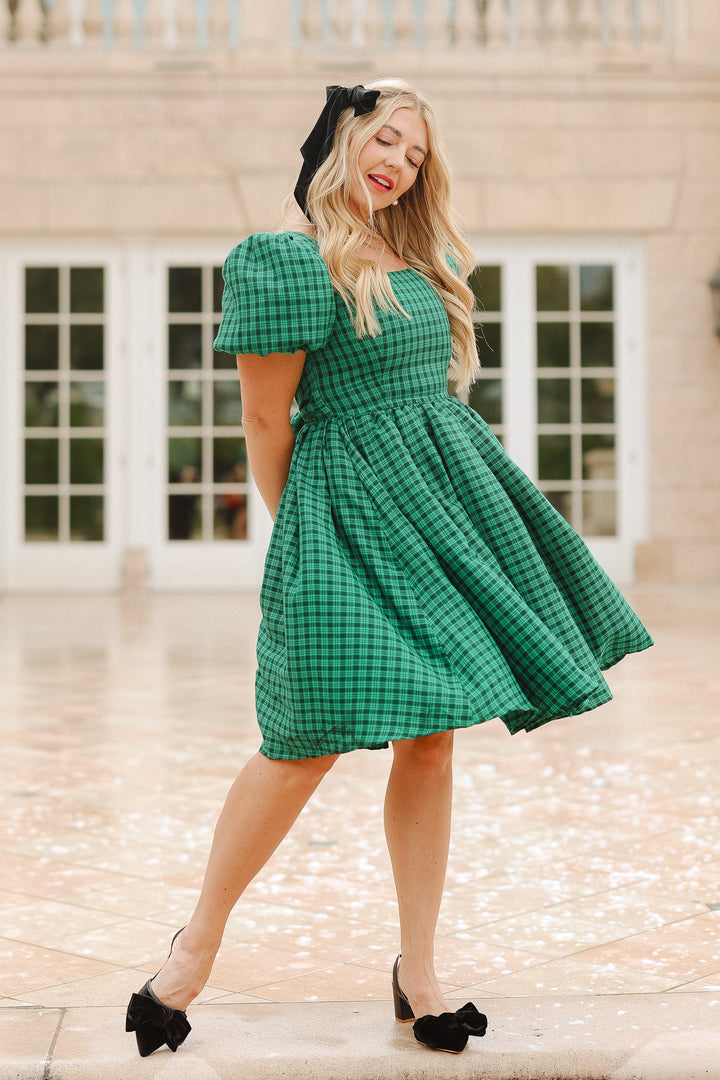 Cupcake Dress in Bright Green Plaid - FINAL SALE