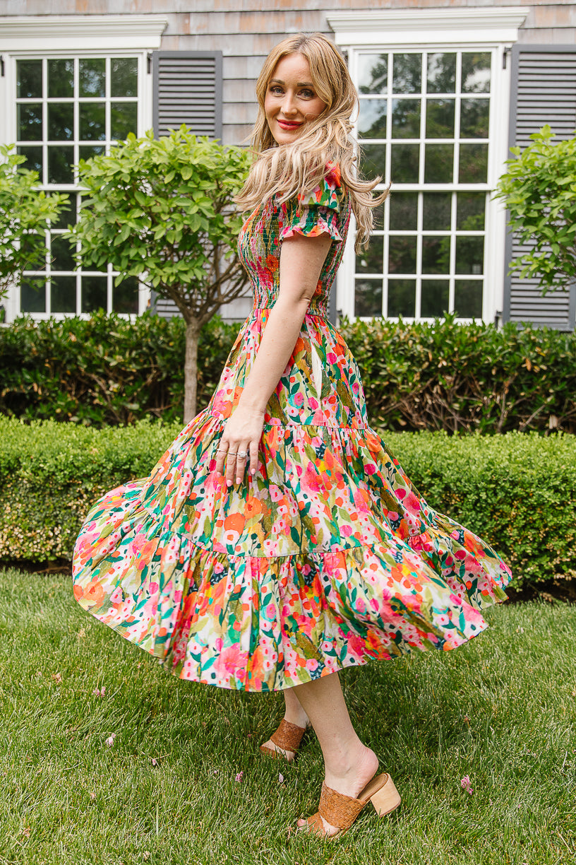 Delia Dress in Multicolor Floral - FINAL SALE