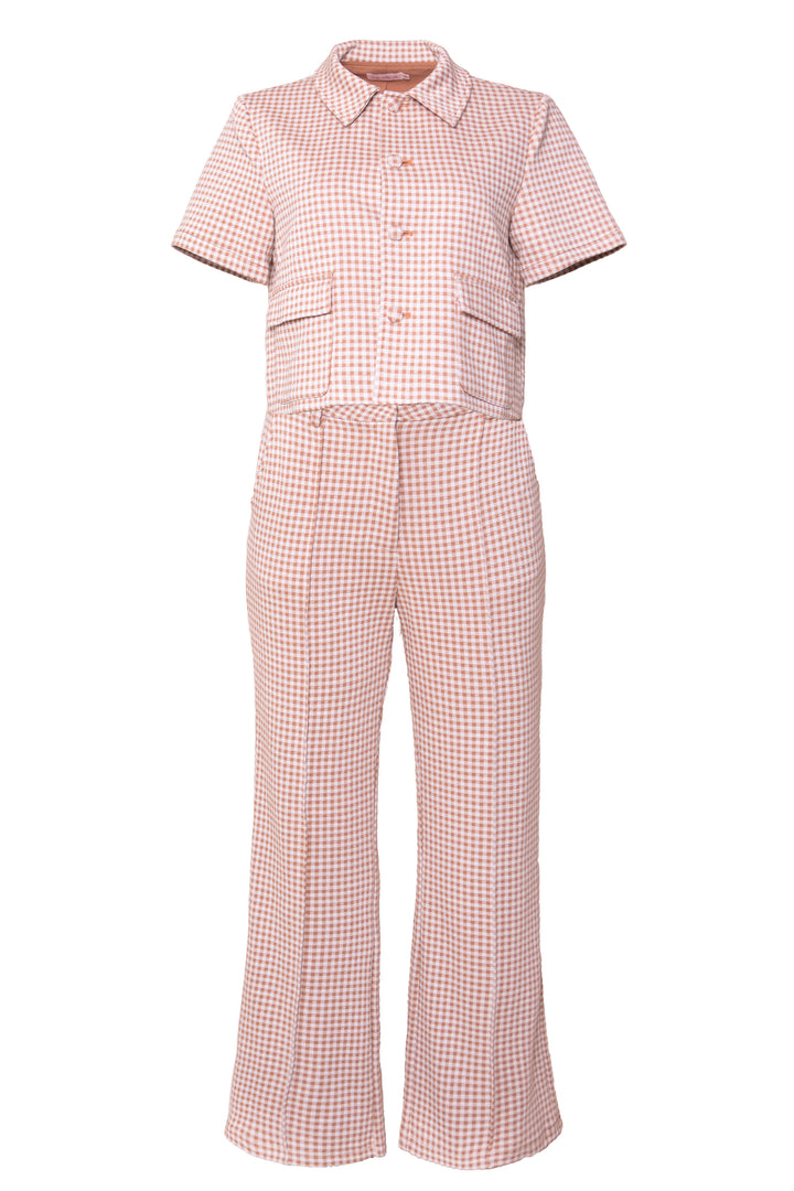 Drew Pants in Tan Gingham - FINAL SALE