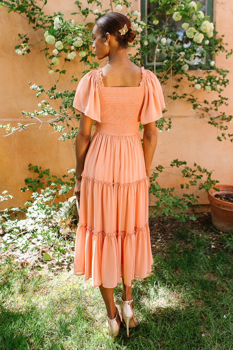 Ellie Dress in Apricot Crush Chiffon