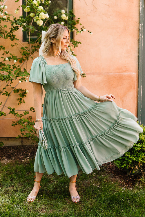 Ellie Dress in Sage Chiffon