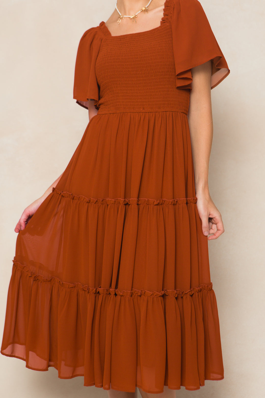 Ellie Dress in Amber Chiffon